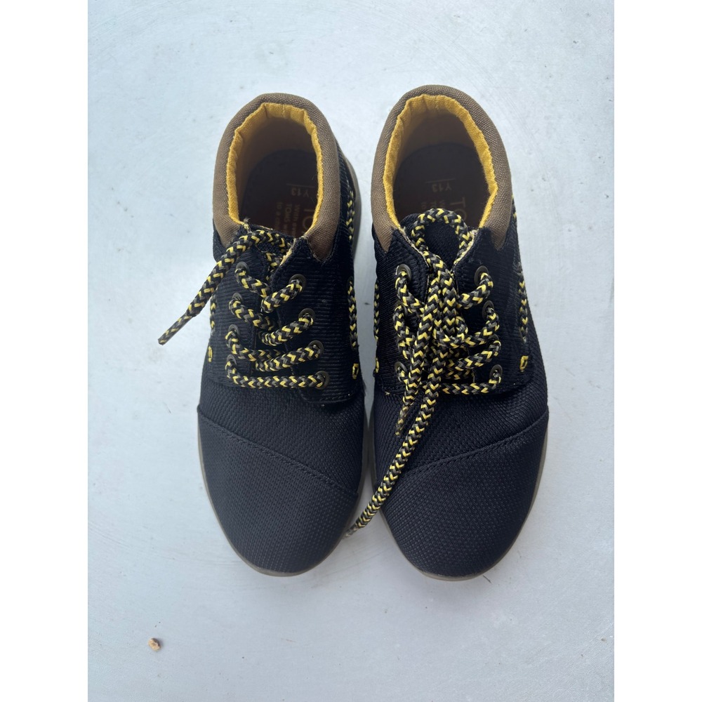 TOMS Paseo Mid Kids Sneakers Black Tan Yellow Lace Up Shoes 1000330515 Size Y13